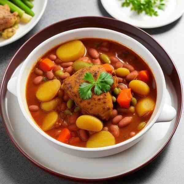 Овощное рагу с фасолью и курицей